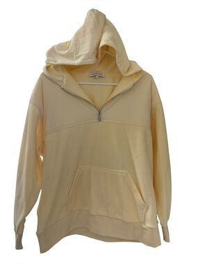 WeWoreWhat Women's Butter Yellow Oversized Hooded 1/4 Zip Sweatshirt Size XXS/XS
